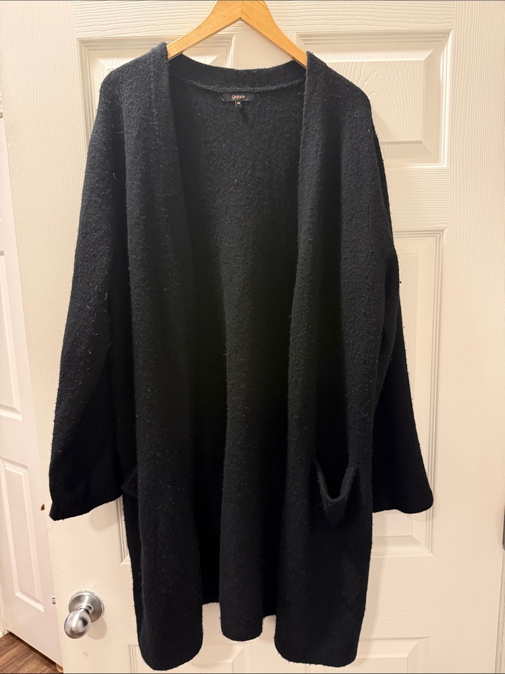 Quince Black Open-Front Cozy Merino Wool and Yak Cardigan Sweater size Medium